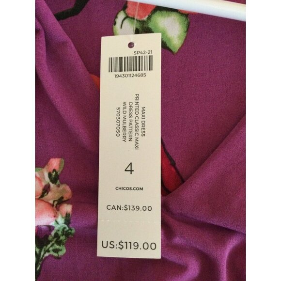 Chico’s Purple Floral Maxi Dress Summer Sleeveless Size 22 V-Neck Long Knit NEW - Picture 8 of 10